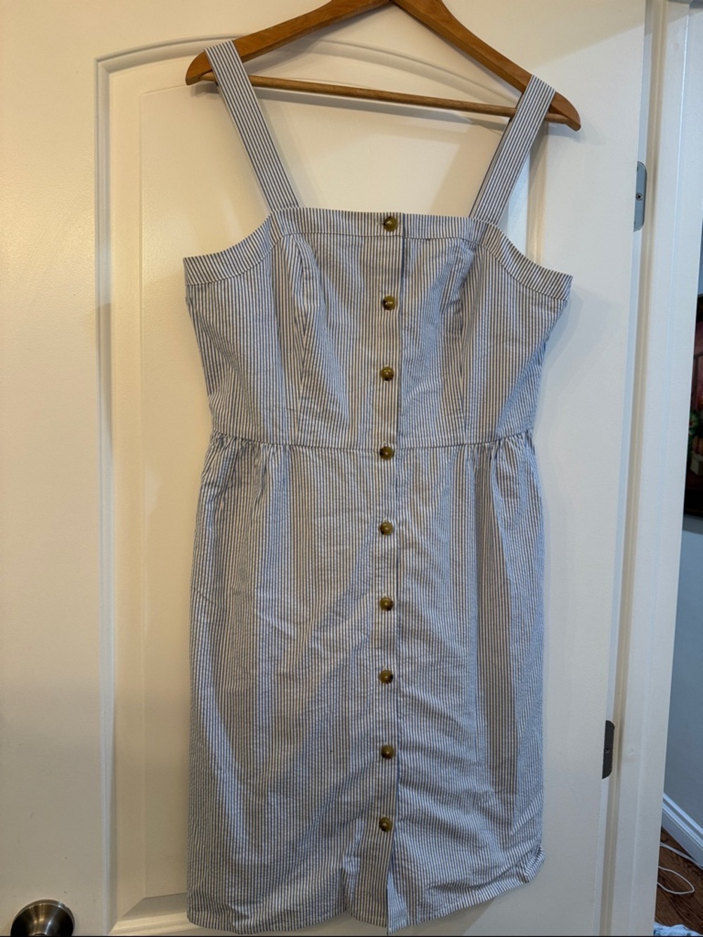 Blue and White Striped Button-Front Sundress J crew